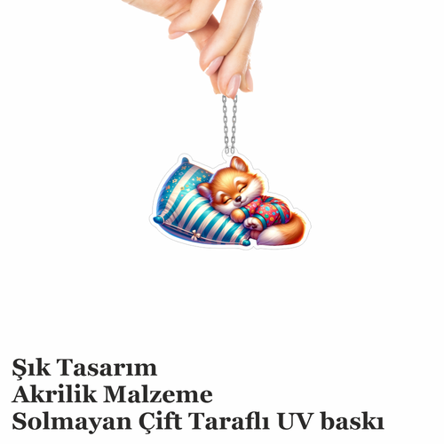 Araba Ayna S�s�, Araba S�s�, �anta Aksesuar� - Bebek Tilki - Pleksi Malzeme, UV Bask�l� - 031