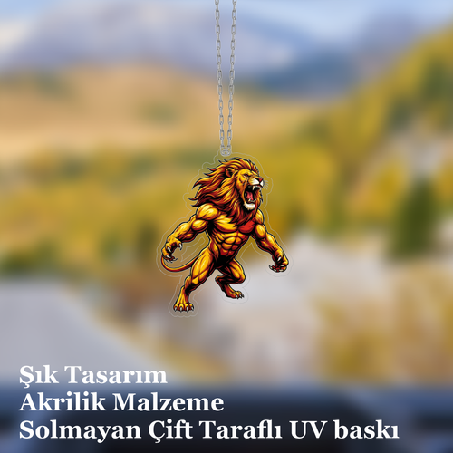 Araba Ayna S�s�, Araba S�s�, �anta Aksesuar� - Aslan 3 - Pleksi Malzeme, UV Bask�l� - 042