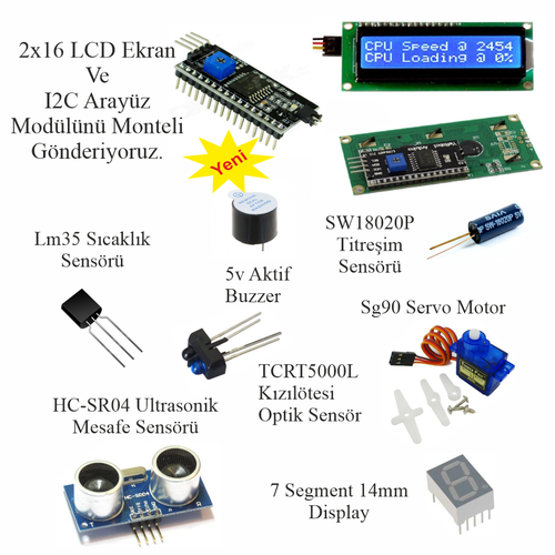 Arduino ile Uyumlu UNO R3 ( CH340G ) Ultra Sens�r Seti 119 Par�a 334 Adet