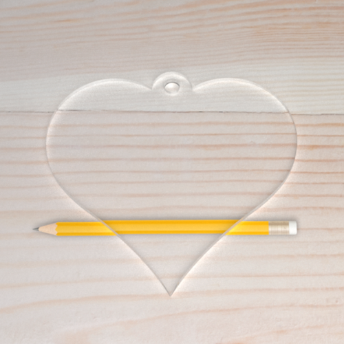 Pleksi Kalp Kulplu Anahtarl�k Haz�r Bask�s�z �effaf 5x4,5cm - Kal�nl�k 3mm