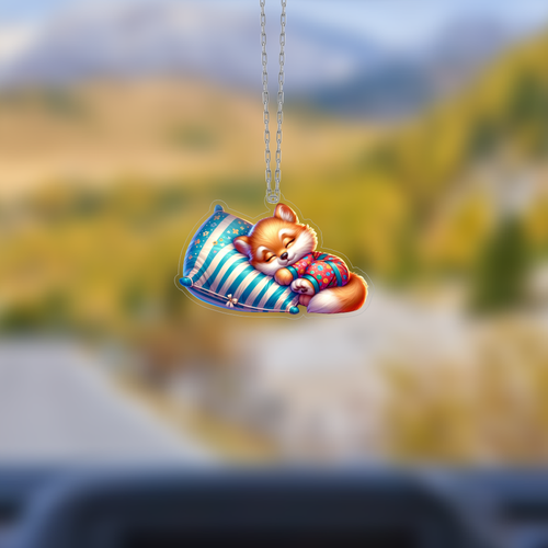 Araba Ayna S�s�, Araba S�s�, �anta Aksesuar� - Bebek Tilki - Pleksi Malzeme, UV Bask�l� - 031