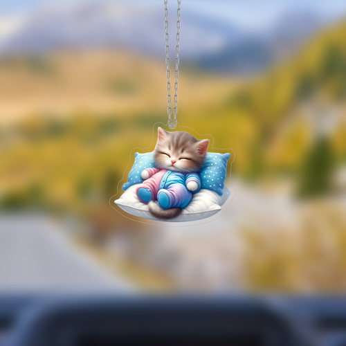 Araba Ayna S�s�, Araba S�s�, �anta Aksesuar� - Bebek Kedi1 - Pleksi Malzeme, UV Bask�l� - 030