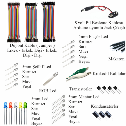 Arduino ile Uyumlu Ba�lang�� Seti Uno R3 Black Mamba Set 94 Par�a 327 Adet