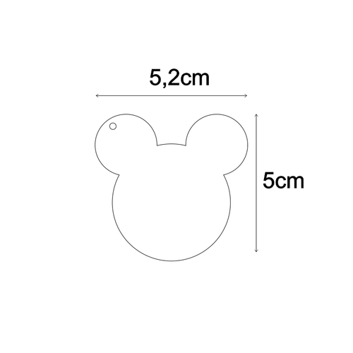 Pleksi Mickey Anahtarl�k Haz�r Bask�s�z �effaf 5,2x5cm - Kal�nl�k 3mm