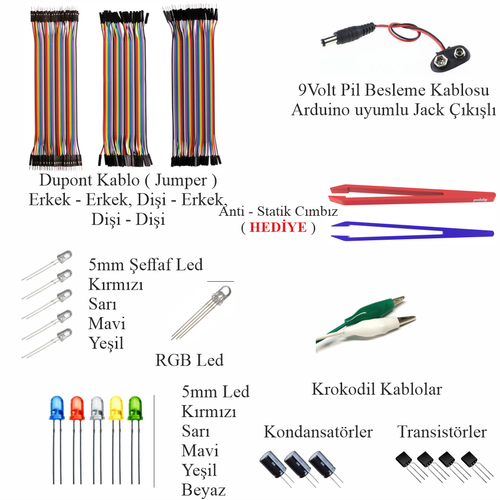 Arduino ile Uyumlu UNO R3 ( CH340G ) Ultra Sens�r Seti 119 Par�a 334 Adet