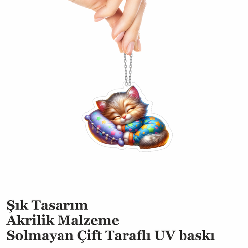 Araba Ayna S�s�, Araba S�s�, �anta Aksesuar� - Bebek Kedi - Pleksi Malzeme, UV Bask�l� - 029