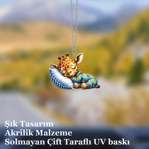 Araba Ayna S�s�, Araba S�s�, �anta Aksesuar� - Bebek Z�rafa - Pleksi Malzeme, UV Bask�l� - 032