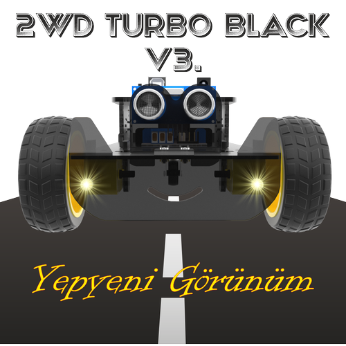 2WD Turbo Black Araba V3. ( Arduino ile Uyumlu )