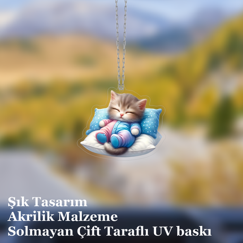 Araba Ayna S�s�, Araba S�s�, �anta Aksesuar� - Bebek Kedi1 - Pleksi Malzeme, UV Bask�l� - 030