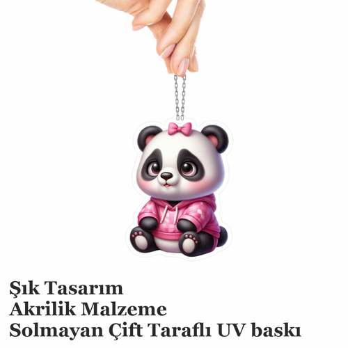 Araba Ayna S�s�, Araba S�s�, �anta Aksesuar� - Tatl� Panda - Pleksi Malzeme, UV Bask�l� - 015