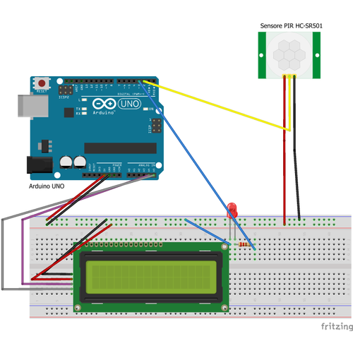 Arduino ile Uyumlu PIR Hareket Alg�lama Projesi LCD Ekranl� (Monte Edilmi�, Kurulu, Haz�r Proje)
