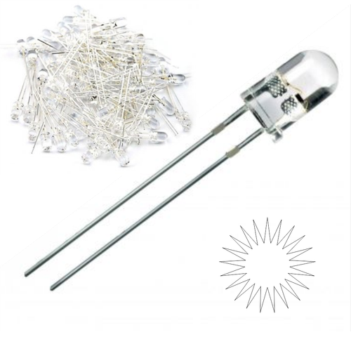 5mm �effaf Beyaz Led 10 Adet