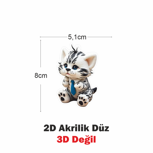 Araba Ayna S�s�, Araba S�s�, �anta Aksesuar� - Sevimli Kedi - Pleksi Malzeme, UV Bask�l� - 005