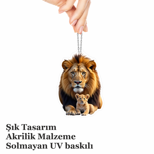 Araba Ayna S�s�, Araba S�s�, �anta Aksesuar� - Aslan - Pleksi Malzeme, UV Bask�l� - 007