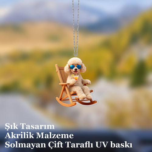 Araba Ayna S�s�, Araba S�s�, �anta Aksesuar� - Keyifli K�pek 2 - Pleksi Malzeme, UV Bask�l� - 038