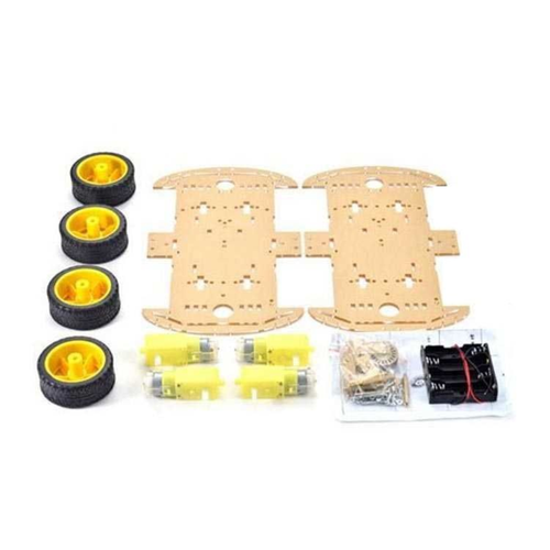 4WD Robot Araba Platformu - �ift Katl� Pleksi �ase Kiti (H�z �l�er Diskli)