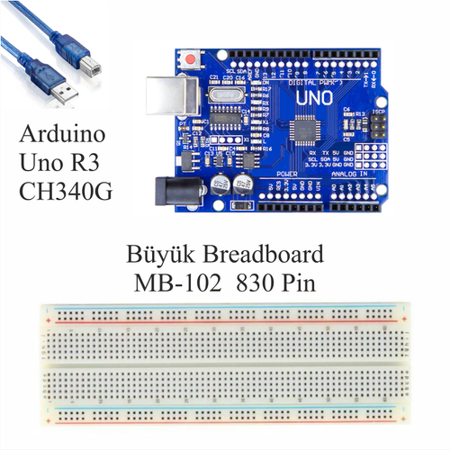 Arduino ile Uyumlu Ba�lang�� Seti UNO R3 CH340 -Turbo Black V3. 107 Par�a 349 Adet