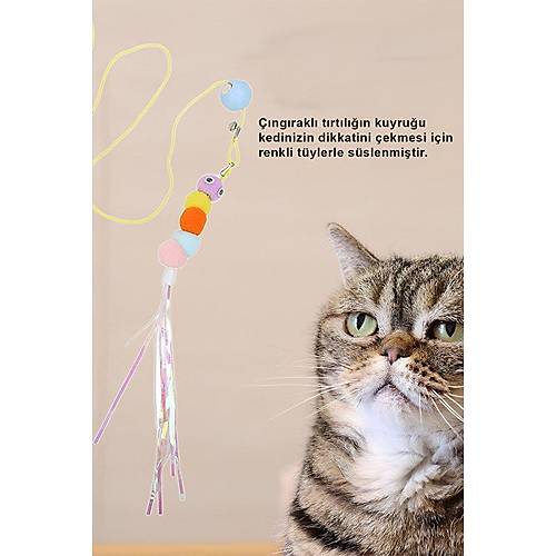 ngrakl Kedi Oyunca Yapkanl Kedi Oyun Oltas Renkli Ponponlu Oyuncak Zplayan Top