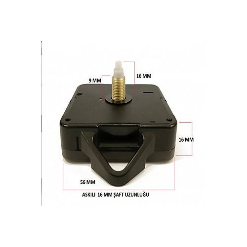 Akar Saat Mekanizmas� Sessiz Duvar Saat Mekanizmas� 16 Mm �aft -akrep-yelkovan-saniye Siyah-ask�l�