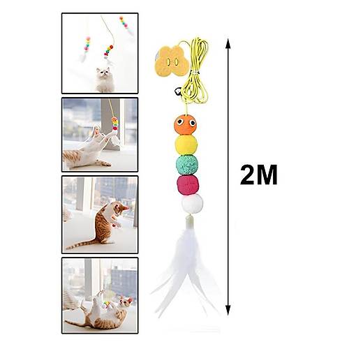 ngrakl Kedi Oyunca Yapkanl Kedi Oyun Oltas Renkli Ponponlu Oyuncak Zplayan Top