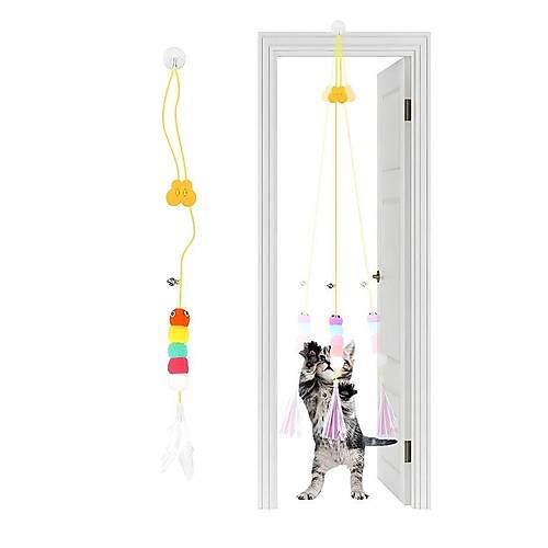 ngrakl Kedi Oyunca Yapkanl Kedi Oyun Oltas Renkli Ponponlu Oyuncak Zplayan Top