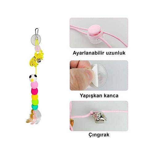 ngrakl Kedi Oyunca Yapkanl Kedi Oyun Oltas Renkli Ponponlu Oyuncak Zplayan Top