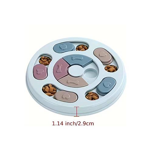 K�pekler ��in Zeka Geli�tirici Yava� Yemek Kab� � �nteraktif Mama Bulmaca Oyunca�� Mavi