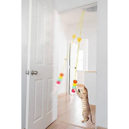 ngrakl Kedi Oyunca Yapkanl Kedi Oyun Oltas Renkli Ponponlu Oyuncak Zplayan Top