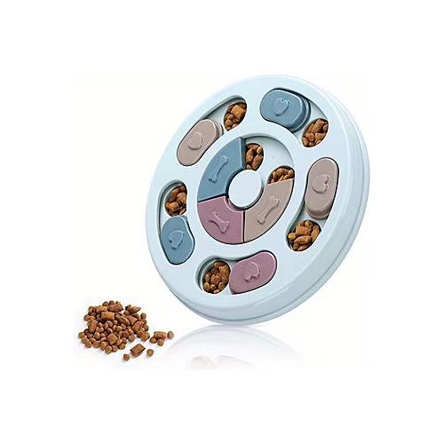 K�pekler ��in Zeka Geli�tirici Yava� Yemek Kab� � �nteraktif Mama Bulmaca Oyunca�� Mavi