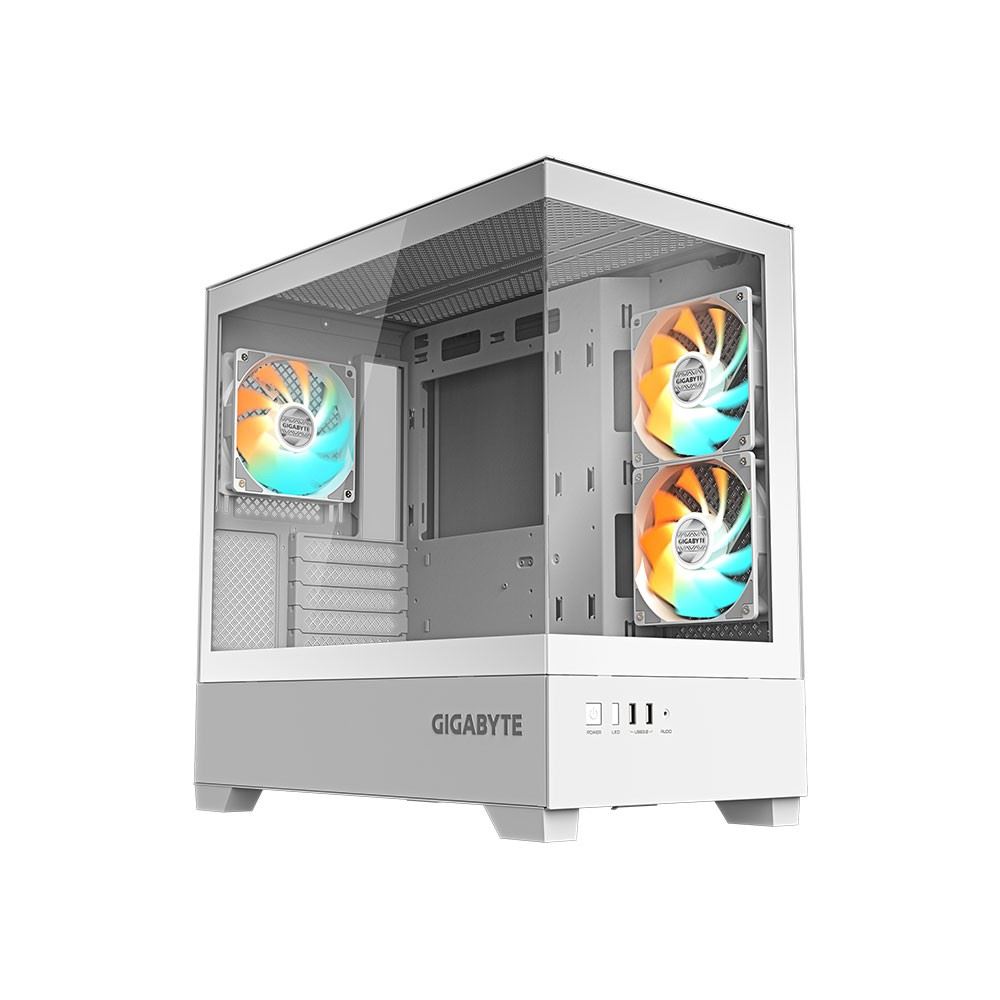 GB-C201PI Panoramic Tempered Glass Mini Tower PC Case 3x ARGB Fan Ice