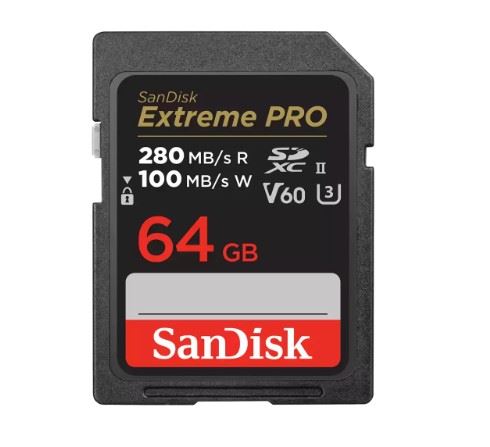 64GB Extreme PRO SDXC UHS-II V60 280MB/s SD Card