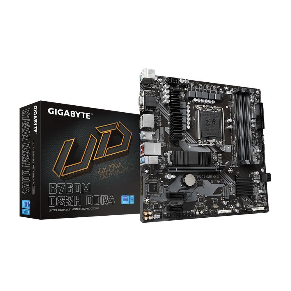 B760M-DS3H-DDR4 5333MHz OC LGA1700 M.2 HDMI DisplayPort MicroATX Anakart