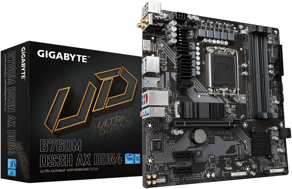 B760M-DS3H-AX DDR4 5333MHz OC LGA1700 M.2 HDMI DP MicroATX Anakart