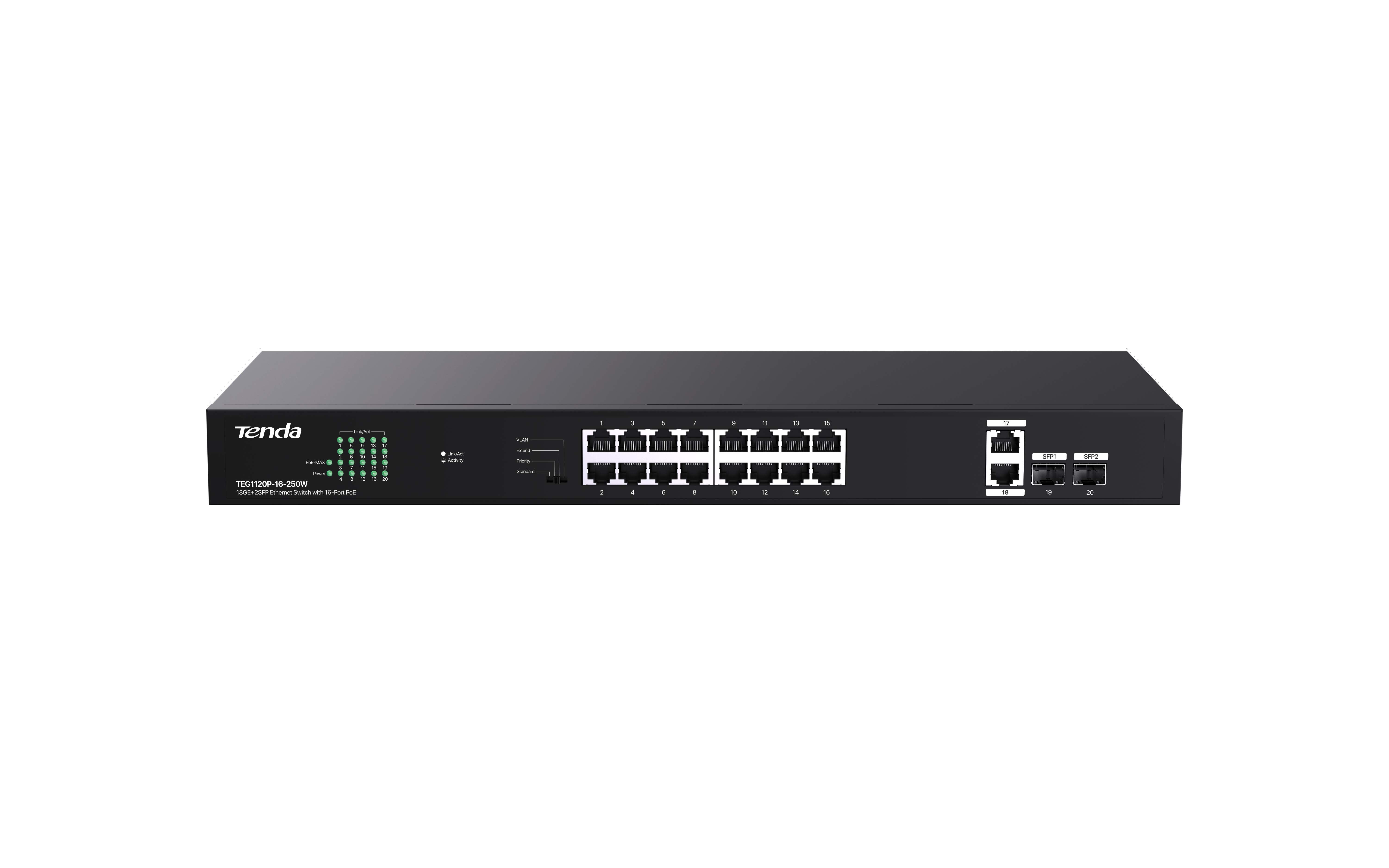 TEG1120P-16-250W 18GE+2SFP Ethernet Switch 16-Port PoE