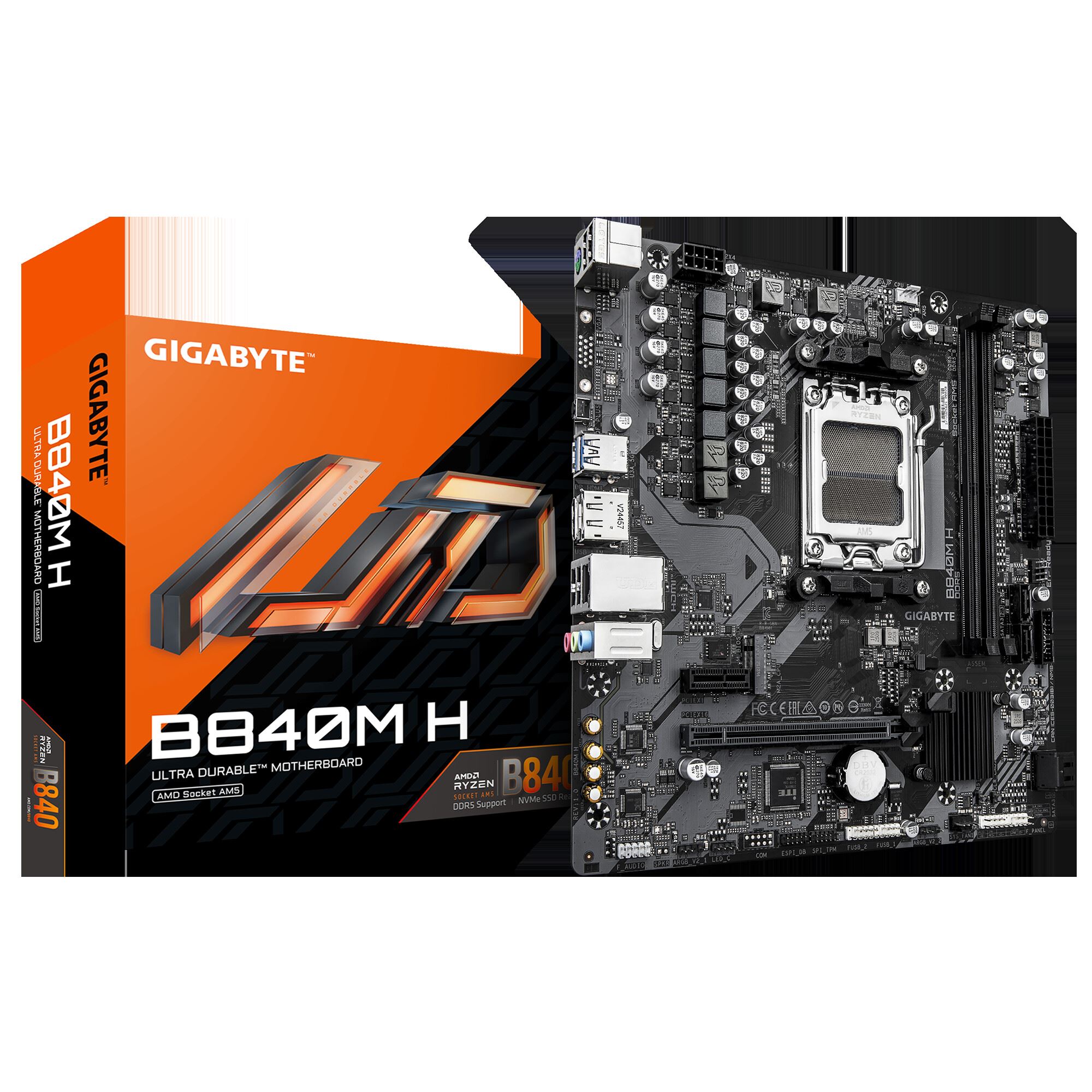 B840M-H AM5 DDR5 7200 OC PCIe4.0 M.2 HDMI DP USB3.2 mATX Anakart