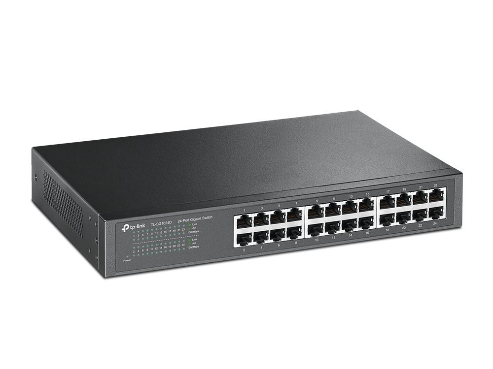 10/100/1000Mbps 24xPort Masaüstü Raf Tipi Metal Kasa Switch