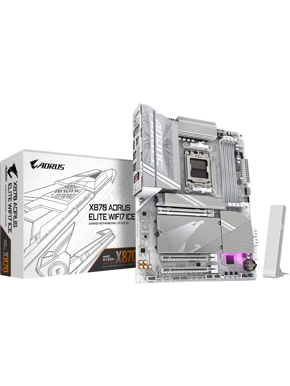 X870 AORUS ELITE WIFI7 ICE 8200MHz OC DDR5 AM5 M.2 HDMI DP ATX Anakart
