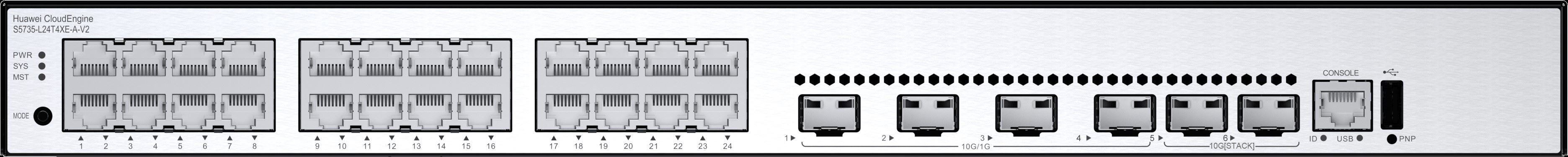 10/100/1000Base-T 24 port 4 x 10 GE SFP+ portlu 2 stack portlu switch