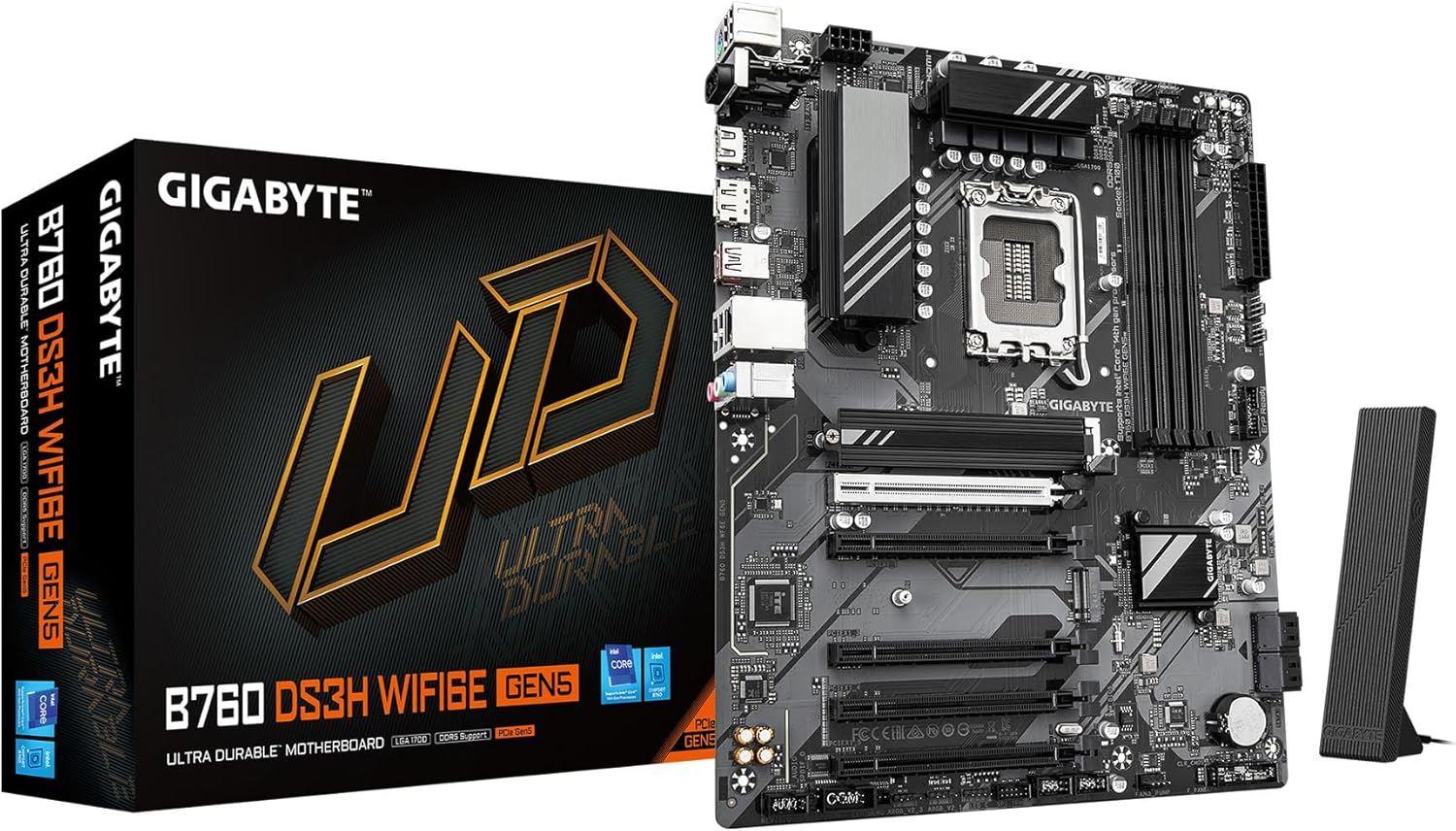 B760M-DS3HWF6EGEN5 7600MHz OC DDR5 LGA1700 M.2 HDMI DP MicroATX Anakart