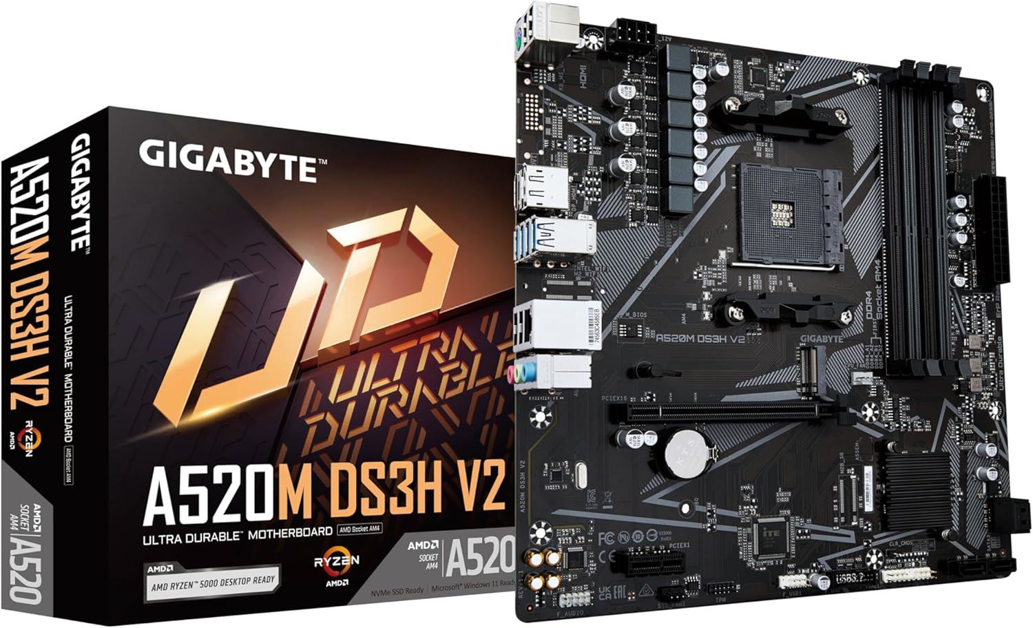 A520M DS3H V2 4733MHz OC DDR4 AM4 M.2 HDMI DP Micro-ATX Anakart
