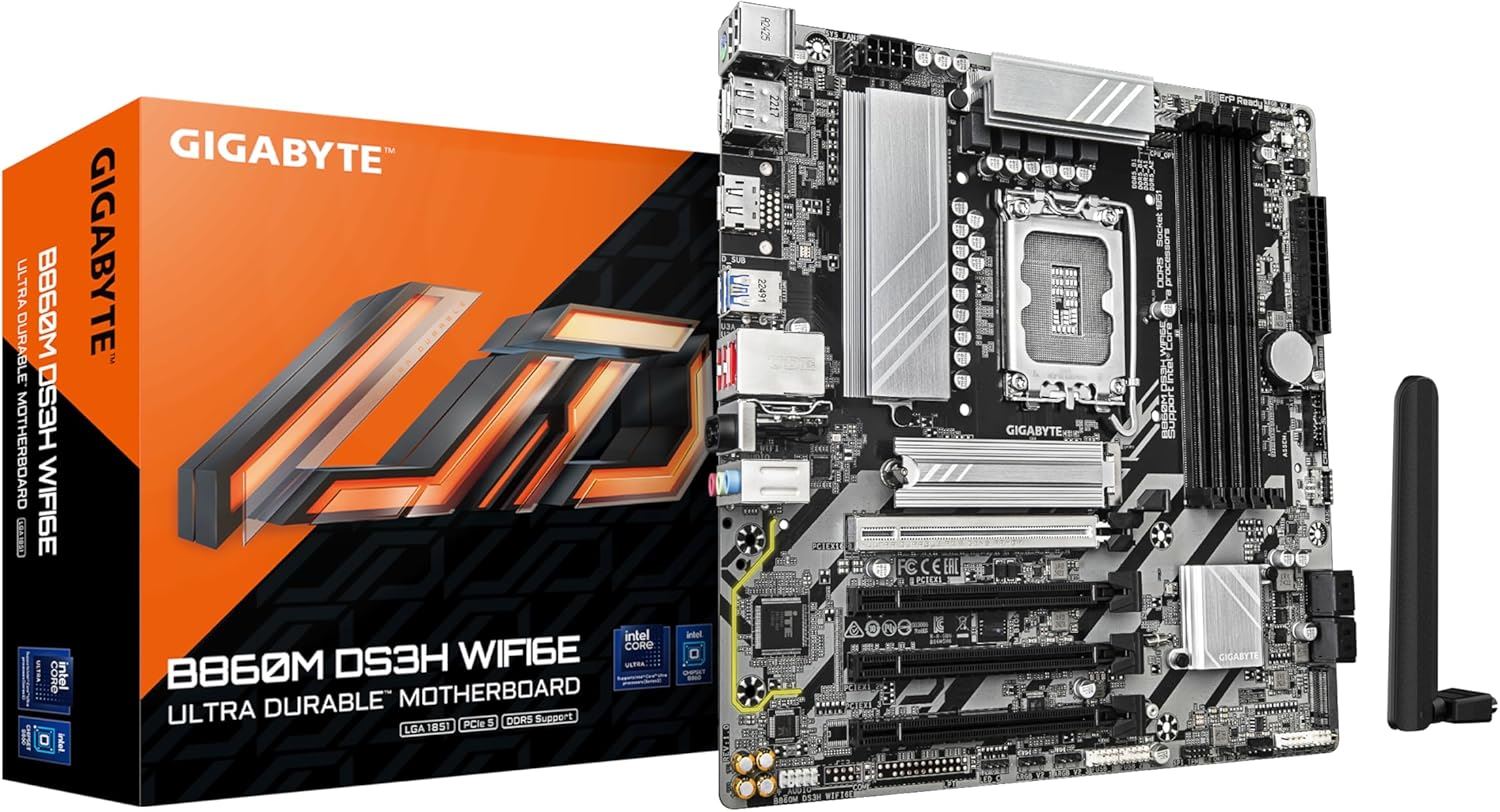 B860M-DS3H 9066MHz OC DDR5 LGA1851 M.2 HDMI DP Micro-ATX Anakart
