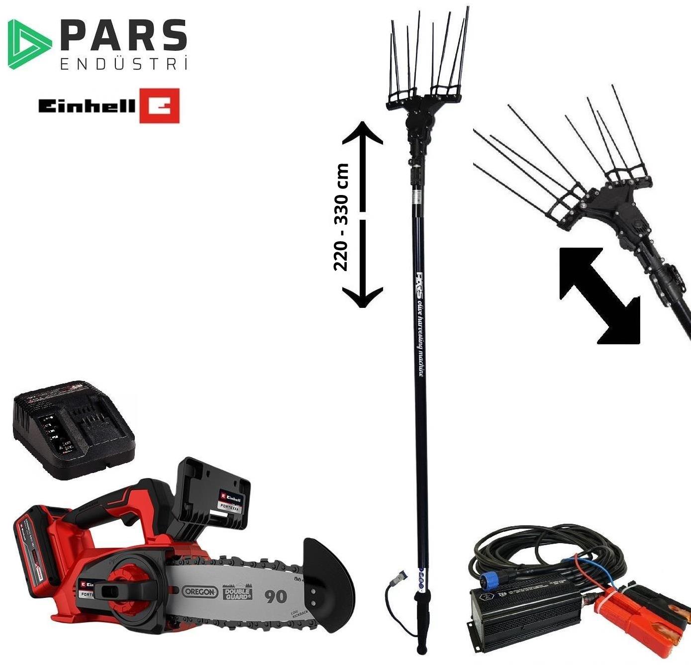 Pars Olive Premium Akülü Zeytin Hasat Makinası + Einhell Akülü Budama Testeresi