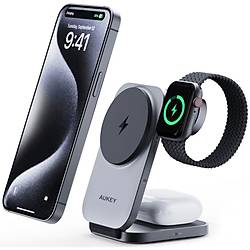 AUKEY LC-MC312-GY MAGFUSION Z QI2 15W KATLANAB�L�R 3 � 1 ARADA MIKNATISLI KABLOSUZ �ARJ C�HAZI