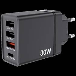 CHR-30EU1 USB CHARGER 30W WITH 1 X USB-C PD 20 W/1XUSB-A QC 3.0/2 XUSB
