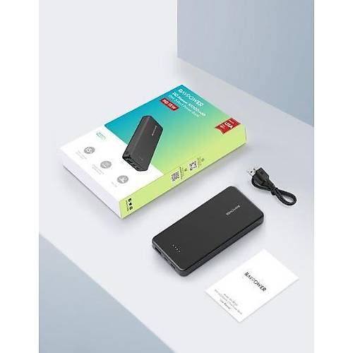 10.000mAh 15W 3 portlu 1A 1C 1Micro B �nce Siyah Powerbank