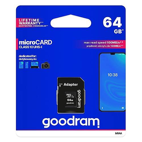 64GB MICRO CARD cl 10 UHS I + adapter