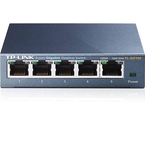 10/100/1000Mbps 5xPort %65 G�� Tasarruflu �elik Kasa Switch
