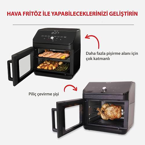 13 Litre 9 Programl� Yap��maz ve Y�kanabilir Aksesuarl� Air Fryer F�r�n