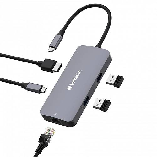 HUB USB-C Pro Multiport 5 Port 1xHDMI 1xRJ45 2xUSB-A 3.0 1xUSB-C
