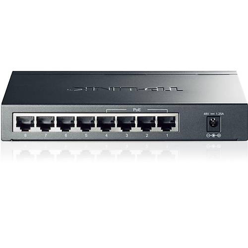 10/100/1000Mbps 8xPort Masa�st� PoE Siyah �elik Kasa Switch